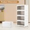 White PP HIPS 4-Tier Stackable Storage Bins and Quick Fold with Rolling Casters